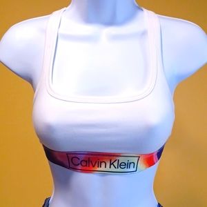 NWT Calvin Klein Rainbow-Swirled Hem Bralette with Racerback